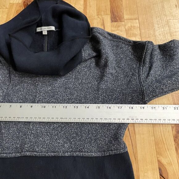 People Like Frank Anthropologie Sweater Colorblock Zip Up Back Cowl Neck S - Picture 9 of 12